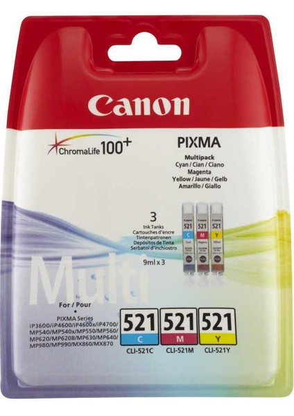 CLI-521CMY Renkli 3'lü Orijinal Mürekkep Kartuş Multipack 2934B010