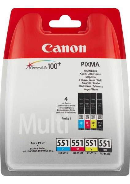 CLI-551CMYBK 4 Renkli Orijinal Mürekkep Kartuş 6509B009