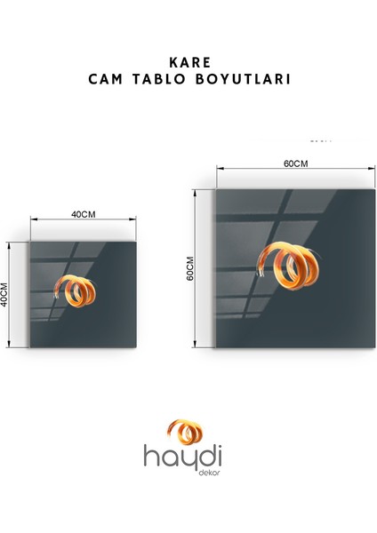 Turuncu Sarı Çiçek Desen Çizim Cam Tablo