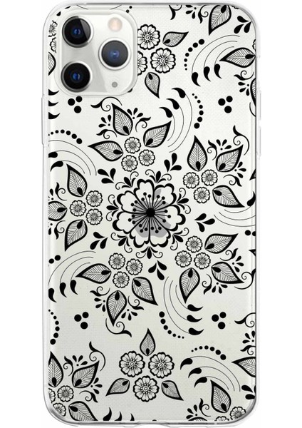 Apple iPhone 11 Pro Max Uyumlu Kapak Nostalji Desen Tasarımlı Şeffaf Silikon Kılıf