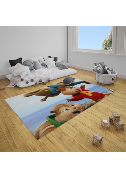 Decor Alvin ve Sincaplar Desenli Kız & Erkek Çocuk Odası Halısı