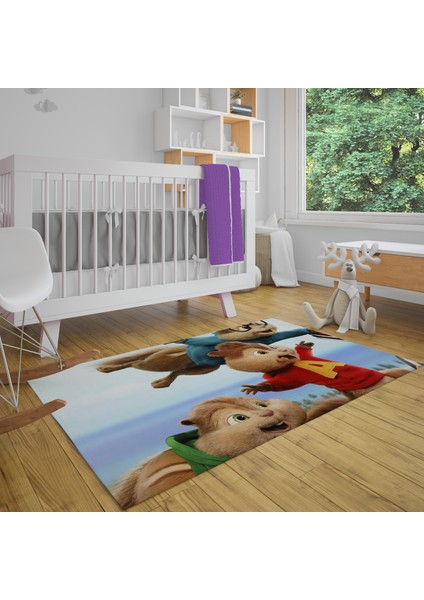 Decor Alvin ve Sincaplar Desenli Kız & Erkek Çocuk Odası Halısı