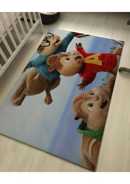Decor Alvin ve Sincaplar Desenli Kız & Erkek Çocuk Odası Halısı