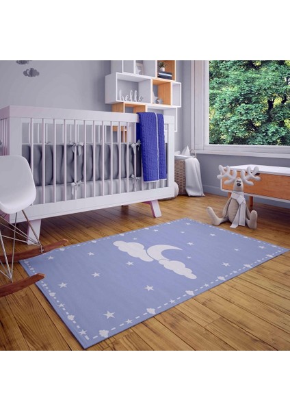 _Decor Antialerjik Bebek Odası Mavi Erkek Çocuk & Bebek Odası Halısı