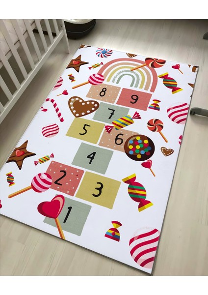 _Decor Antialerjik Şeker Desen Seksek Kız Çocuk & Bebek Odası Halısı fiyatları