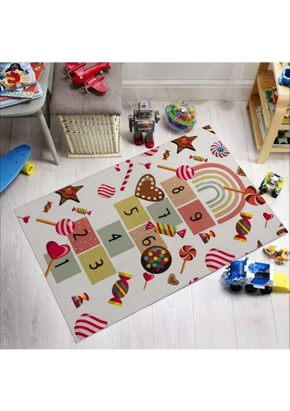 _Decor Antialerjik Şeker Desen Seksek Kız Çocuk & Bebek Odası Halısı modelleri