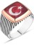 Mineli Türk Bayraklı Gümüş Erkek Yüzük 1