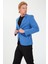5106 Dar Kalıp Yarım Astarlı İndigo Blazer Ceket 1