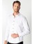 Slim Fit Uzun Kol Siyah Düğmeli Düz Erkek Beyaz Gömlek 1