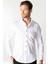 Slim Fit Uzun Kol Siyah Düğmeli Düz Erkek Beyaz Gömlek 2