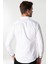 Slim Fit Uzun Kol Siyah Düğmeli Düz Erkek Beyaz Gömlek 4