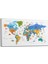 Türkçe Dünya Haritası Son Derece Ayrıntılı Eğitici-Öğretici ve Sembollü Dekoratif Kanvas Tablo 3232 2