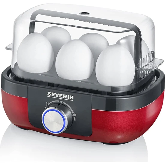 Severın 3168 - Yumurta Pişirici 420, Plastik, Paslanmaz Çelik, Renk: Kırmızı / Metalik Siyah