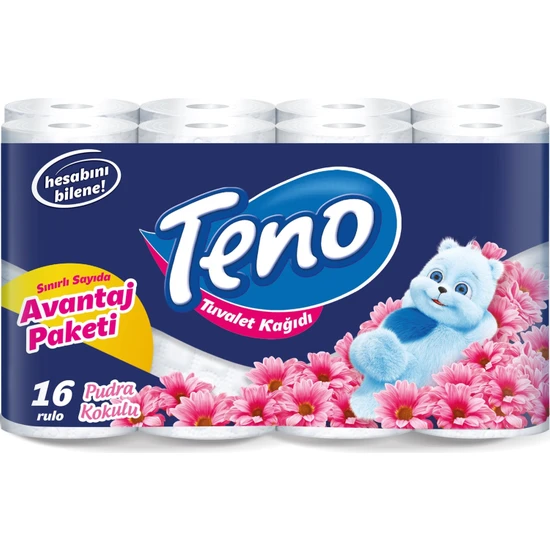 Teno Ultra Tuvalet Kağıdı Çift Katlı 16 Lı Paket Pudra Kokulu (Avantaj Pk Serisi)