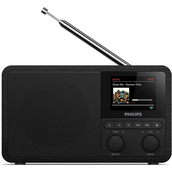 Philips Dab+ Webradio PR802/12 Dab+ Saatli Radyo (Bluetooth, Kapanma Zamanlayıcısı, Çift Alarm, Spotify Connect) Siyah
