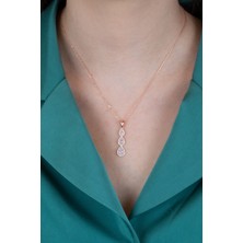 Essare 925 Ayar Gümüş 3'lü Zirkon Taşlı Damla Tasarım Kolye