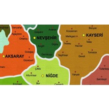 Dünyatablo Türkiye Haritası Kanvas Tablo Il ve Ilçeli Ayrıntılı Eğitici-Öğretici Komşulu Dekoratif Tablo 3000