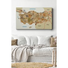 Doğal Tercih Türkiye Haritası Kanvas Tablo Il ve Ilçeli Ayrıntılı Eğitici-Öğretici Komşulu Dekoratif Tablo 3020