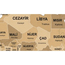 Doğal Tercih Türkçe Dünya Haritası Kanvas Tablo  Ülke Başkent Detaylı ve Dekoratif 2618