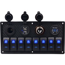 Bfy Switch Panel 8'li +Usb+Plastik Çakmaklık+ Çakmak+ Voltmetre