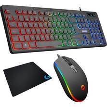 Everest KB-120 SM-GX66 Gaming Aydınlatmalı Oyuncu Klavye Mouse + Logitech Gaming Mouse Pad Set…