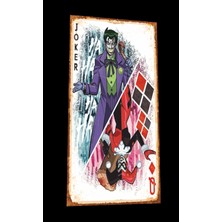 Hayat Poster Joker ve  Harley Quinn Oyun Kağıdı Mini Retro Ahşap Poster