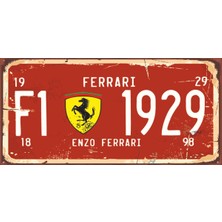 Hayat Poster Hayat F1 Ferrari Mini Retro Ahşap Poster 10 cm x 20 cm 3 mm Malzeme ile Dekoratif Tasarım