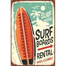 Hayat Poster Sörf Retro Vintage Ahşap Poster