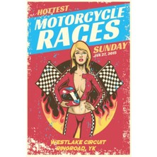 Hayat Poster Sıcak Motor Yarışı Retro Vintage Ahşap Poster