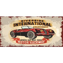 Hayat Poster Amerika Araba Yarışı (10 cm x 20 Cm) Mini Retro Ahşap Poster
