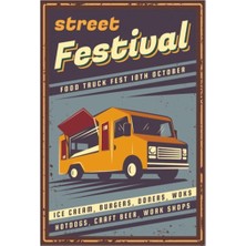 Hayat Poster Sokak Festivali Retro Vintage Ahşap Poster