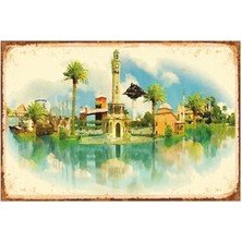 Hayat Poster Izmir Illustration Retro Vintage Ahşap Poster