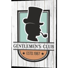 Hayat Poster Centilmen Beyler Kulübü Ahşap Desenli Retro Vintage Ahşap Poster