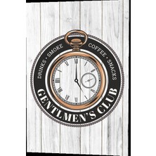 Hayat Poster Centilmen Beyler Kulübü Içki ve Kahve Saati Ahşap Desenli Retro Vintage Ahşap Poster