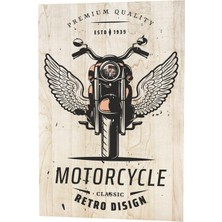 Hayat Poster Klasik Motor Retro Tasarım Ahşap Desenli Retro Vintage Ahşap Poster