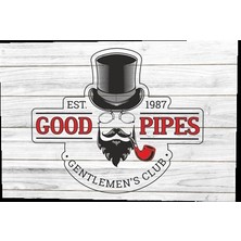 Hayat Poster Centilmen Beyler Kulübü Güzel Pipo Ahşap Desenli Retro Vintage Ahşap Poster