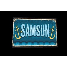 Hayat Poster Samsun Şehir Posterleri Retro Ahşap Poster