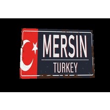 Hayat Poster Mersin Plaka Şehir Posterleri Retro Ahşap Poster