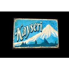 Hayat Poster Kayseri Şehir Posterleri Retro Ahşap Poster