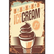 Hayat Poster Dondurma Mutfak Posterleri- 3 Retro Ahşap Poster