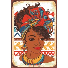 Hayat Poster Afrikalı Kadın Retro Ahşap Poster 20X30 cm