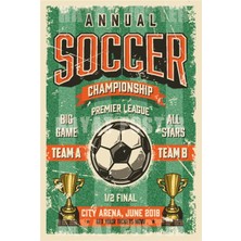 Hayat Poster Futbol Turnuvası Retro Vintage Ahşap Poster