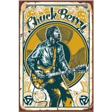 Hayat Poster Rockun Babası Chuck Berry Retro Vintage Ahşap Poster