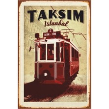 Hayat Poster Istanbul Taksim Retro Vintage Ahşap Poster