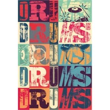Hayat Poster Drums Bateri Retro Vintage Ahşap Poster