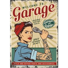 Hayat Poster Garajıma Hoşgeldin Retro Ahşap Poster