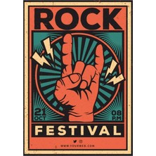 Hayat Poster Rock Festivali Retro Ahşap Poster
