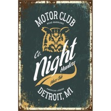 Hayat Poster Gece Binicisi Motor Retro Vintage Ahşap Poster