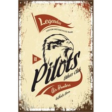 Hayat Poster Pilots Bikers Club Retro Vintage Ahşap Poster