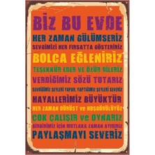 Hayat Poster Mutlu Aile Tablosu Retro Vintage Ahşap Poster